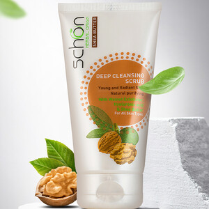 کرم اسکراب صورت شون مدل Walnut Shell حاوی شی‌باتر، روغن بادام و ویتامین E مناسب انواع پوست حجم 150ml