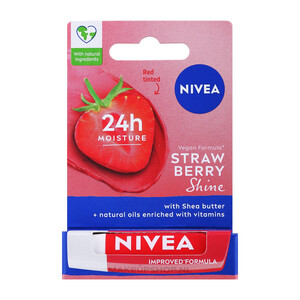 بالم لب نرم‌کننده و درخشان‌کننده نیوآ مدل Strawberry Shine با رنگ ملایم و SPF 15 وزن 4.8 گرم