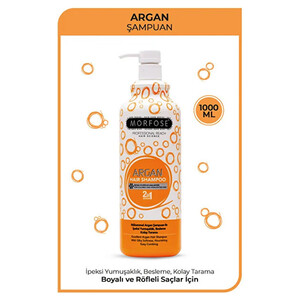 شامپو تثبیت‌کننده رنگ و نرم‌کننده مورفوس مدل Argan حاوی روغن آرگان مناسب موهای رنگ‌شده و آسیب‌دیده حجم 1000ml