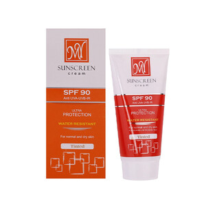 کرم ضد آفتاب رنگی مای مدل Tinted با SPF 90 محافظت حداکثری و کاور یکدست مناسب پوست‌های نرمال و خشک حجم 50ml