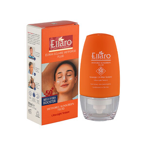 فلوئید ضدآفتاب بی‌رنگ الارو مدل Mega Hydra Booster SPF50 آبرسان و کنترل‌کننده چربی مناسب پوست‌های چرب و مختلط حجم 50ml