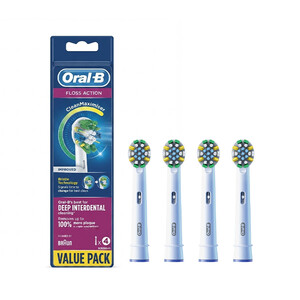 یدک مسواک برقی اورال بی مدل Floss Action اصل با الیاف میکروپالس پاک‌کننده فواصل بین‌دندانی بسته ۴ عددی