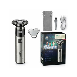 ماشین اصلاح و ریش‌تراش چرخشی ضدآب وی جی آر مدل VGR V-321 با تیغه‌های شناور سه‌بعدی، نمایشگر دیجیتال LED و خط‌زن سرخود
