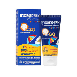 کرم ضدآفتاب کودکان هیدرودرم مدل Children با فاکتور حفاظتی SPF30، فیلترهای معدنی و فرمول ضدحساسیت وزن ۵۰ گرم