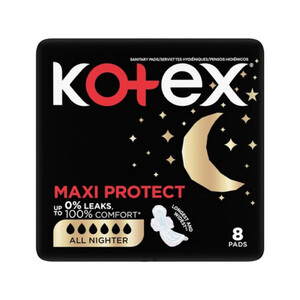 نوار بهداشتی کوتکس مدل Maxi Protect مخصوص شب سایز خیلی بزرگ XL بسته ۸ عددی