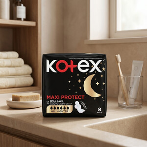 نوار بهداشتی کوتکس مدل Maxi Protect مخصوص شب سایز خیلی بزرگ XL بسته ۸ عددی