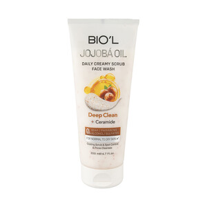 شوینده و اسکراب کرمی صورت بیول مدل Jojoba Oil مناسب پوست نرمال تا خشک با روغن جوجوبا حجم ۲۰۰ میل