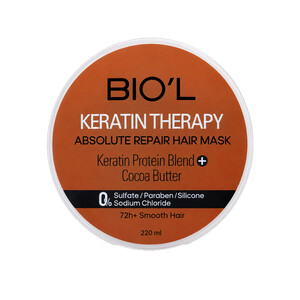 ماسک مو داخل حمام بیول مدل Keratin Therapy ترمیم‌کننده و احیاکننده مناسب موهای آسیب‌دیده و رنگ‌شده حجم ۲۲۰ میل