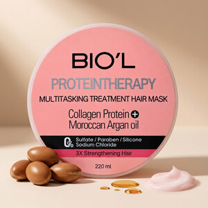ماسک مو داخل حمام بیول مدل Protein Therapy تقویت‌کننده و استحکام‌بخش مناسب موهای ضعیف و نازک حجم ۲۲۰ میل