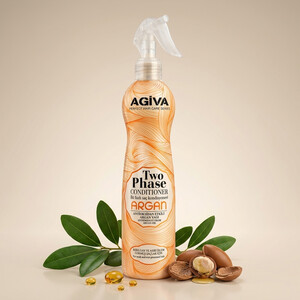 اسپری دوفاز مو آگیوا مدل Argan ترمیم‌کننده و محافظ حرارتی مناسب موهای ضعیف و آسیب‌دیده حجم ۴۰۰ میل