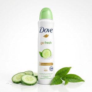 اسپری ضدتعریق زنانه داو مدل Go Fresh خیار و چای سبز محافظت ۴۸ ساعته و فاقد الکل