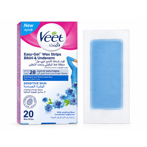 نوار موبر ویت مدل Sensitive Skin مخصوص زیربغل و بیکینی حاوی روغن بادام بسته ۲۰ عددی