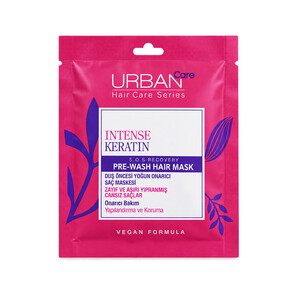 ماسک مو اربن کر مدل INTENSE KERATIN پیش از حمام مناسب موهای ضعیف و آسیب‌دیده حجم ۵۰ میل