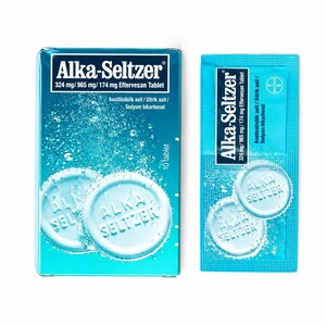 قرص جوشان Alka-Seltzer بایر با ترکیب آسپیرین و سدیم بیکربنات برای تسکین سردرد و سوزش معده