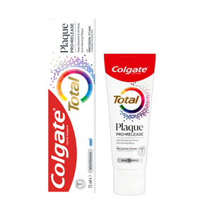 خمیر دندان کلگیت مدل Total Plaque whitening سفیدکننده و ضد پلاک حجم ۷۵ میل