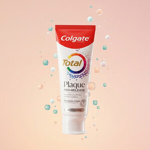 خمیر دندان ضد پلاک کلگیت Total Plaque Pro-Release، فرمول سفیدکننده با فناوری کف دقیق