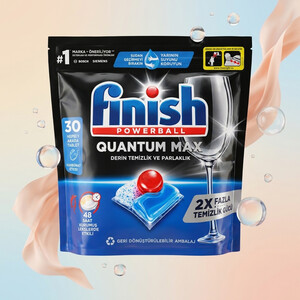 قرص ماشین ظرفشویی فینیش QUANTUM MAX با قدرت تمیزکنندگی دوگانه، بسته ۳۰ عددی