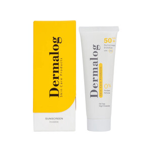 کرم ضد آفتاب بی رنگ درمالوگ مدل Oil Free SPF50 مات کننده و ضد براقی مناسب پوست چرب حجم ۵۰ میل