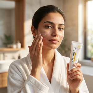 کرم ضد آفتاب بی رنگ درمالوگ مدل Oil Free SPF50 مات کننده و ضد براقی مناسب پوست چرب حجم ۵۰ میل