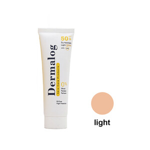 کرم ضد آفتاب رنگی درمالوگ مدل Oil Free SPF50 مات کننده و پوشش دهنده پوست چرب حجم ۵۰ میل