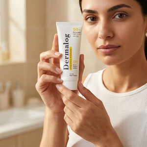 کرم ضد آفتاب رنگی درمالوگ مدل Oil Free SPF50 مات کننده و پوشش دهنده پوست چرب حجم ۵۰ میل