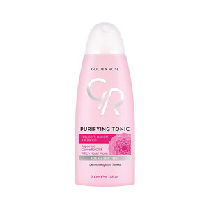 تونر گلدن رز مدل PURIFYING TONIC با آب برگ فندق افسونگر مناسب انواع پوست حجم ۲۰۰ میل