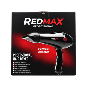 سشوار حرفه ای ردمکس مدل FORCE 6300 با دو سرعت و سه سطح دما توان ۲۲۰۰ وات