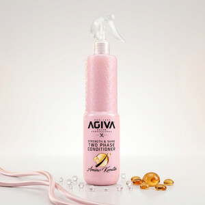 اسپری دوفاز مو آگیوا مدل Amino Keratin ترمیم‌کننده و محافظ حرارتی مناسب موهای آسیب‌دیده و شکننده حجم ۴۰۰ میل