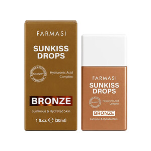 برنزر مایع فارماسی مدل SUNKISS DROP مقاوم در برابر آب با بافت سبک سرم‌مانند حجم ۳۰ میل