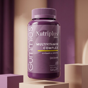 پاستیل جویدنی بدون شکر کودکان نوتری پلاس مدل MULTIVITAMIN COMPLEX با طعم توت‌فرنگی