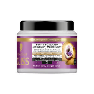 ماسک مو گلیس مدل ANTI HAIR FALL مناسب موهای شکننده و ضعیف با کافئین و کاربرد ۴ کاره حجم ۴۰۰ میل