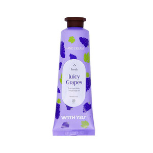 مرطوب کننده دست ویت یو مدل Juicy Grapes برای نرمی و تغذیه‌ی پوست حاوی روغن هسته انگور حجم ۵۰ میل