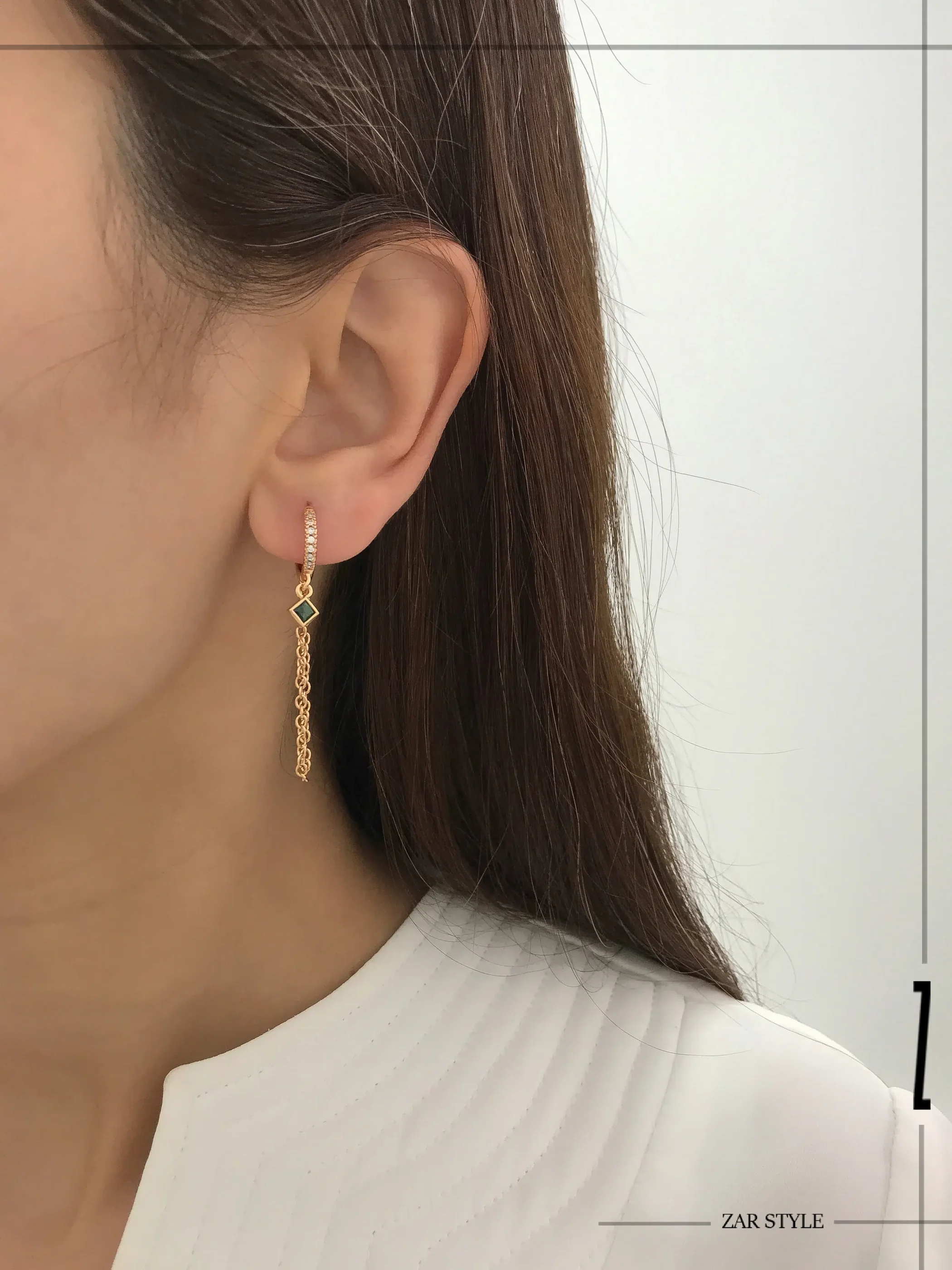 گوشواره زنجیری برای موی باز