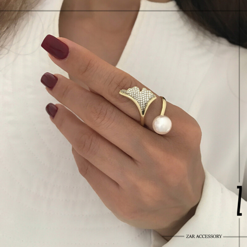 انگشتر وال نگینی و مروارید