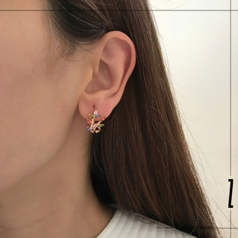 گوشواره شاخه و برگ مولتی کالر