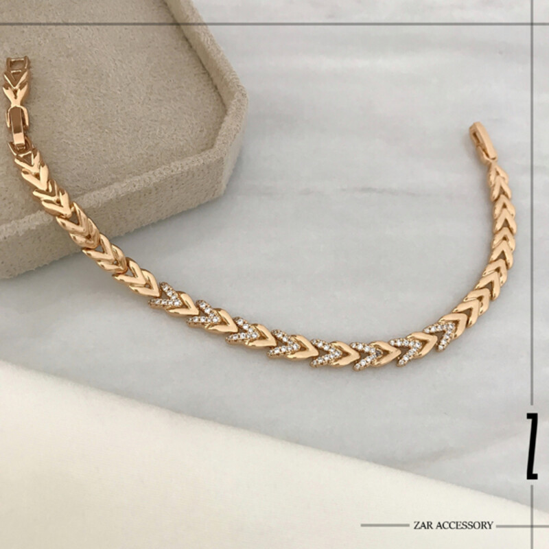 دستبند مینیاتوری گندمی نگین‌دار