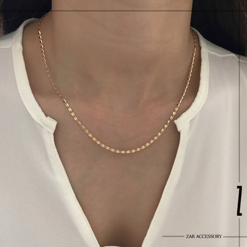 گردنبند زنجیری پولک آینه‌ای