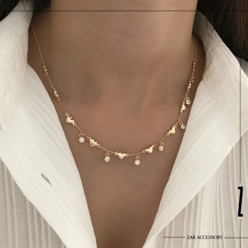 گردنبند قلب و نگین آویز