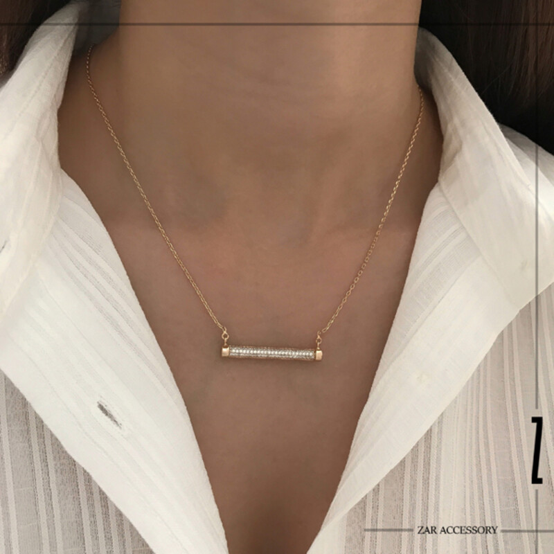 گردنبند میله‌ای فول نگین