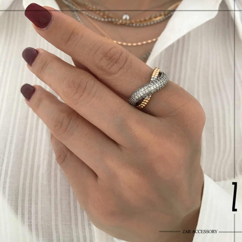 انگشتر کراس دو رنگ