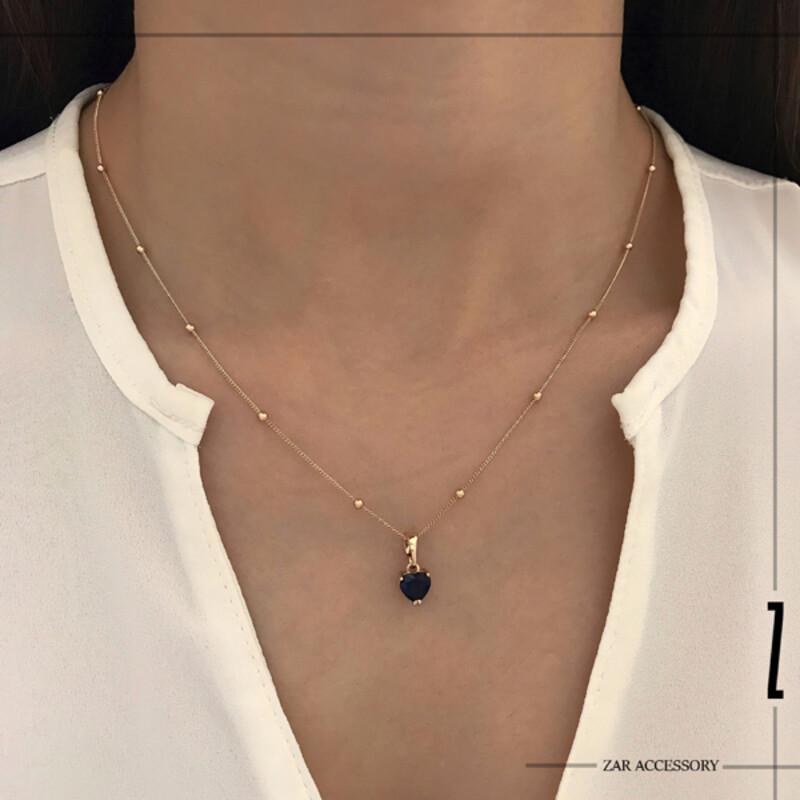 گردنبند سولیتر قلب سورمه‌ای