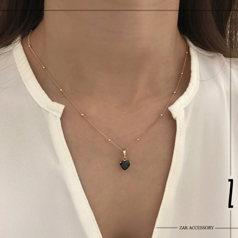 گردنبند سولیتر قلب مشکی