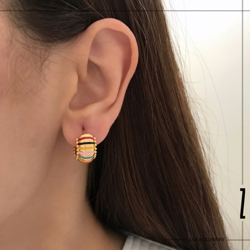 گوشواره حلقه‌ای میناکاری مولتی کالر