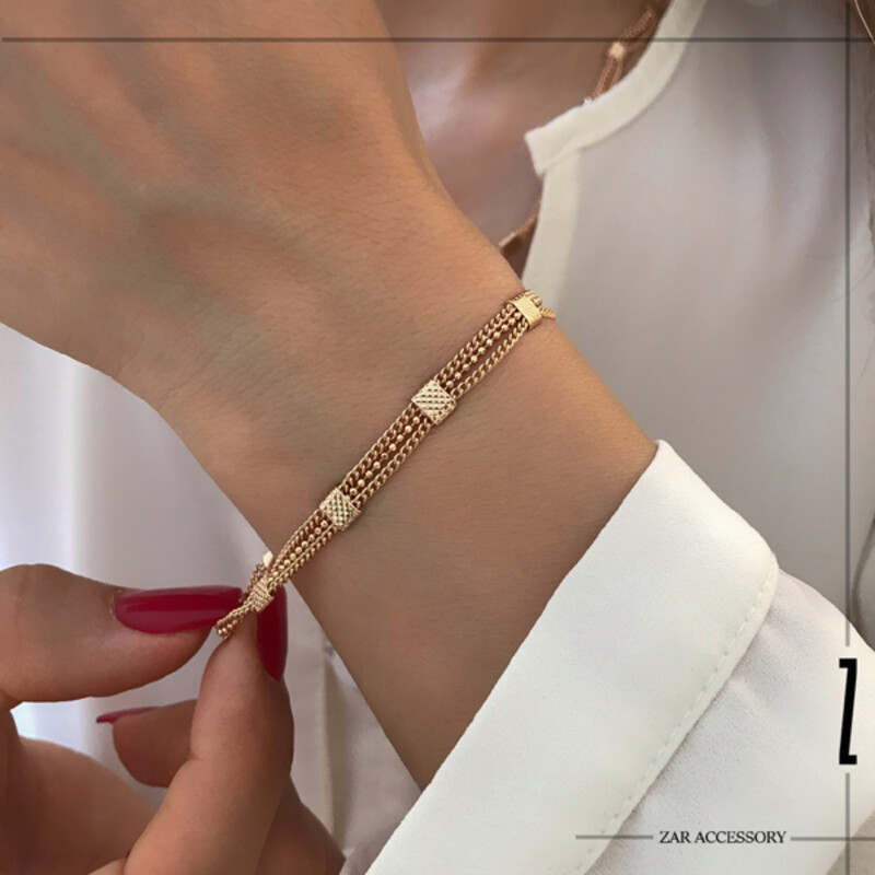 دستبند زنانه سه لاین پیونددار