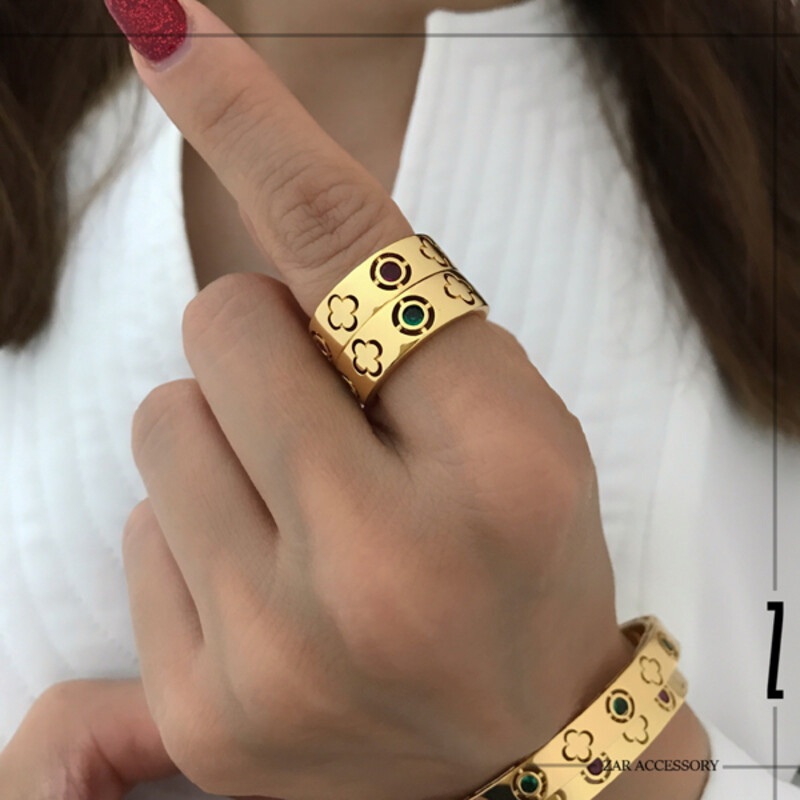 انگشتر ونکلیف نگین رنگی