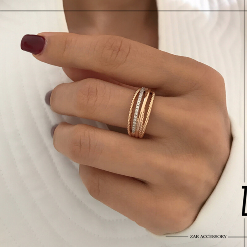 انگشتر مولتی لاین دو رنگ