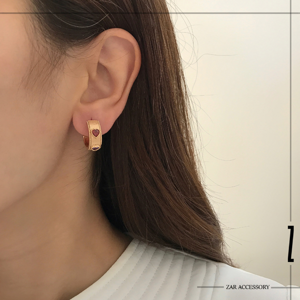 گوشواره بافت‌دار دو قلب رنگی