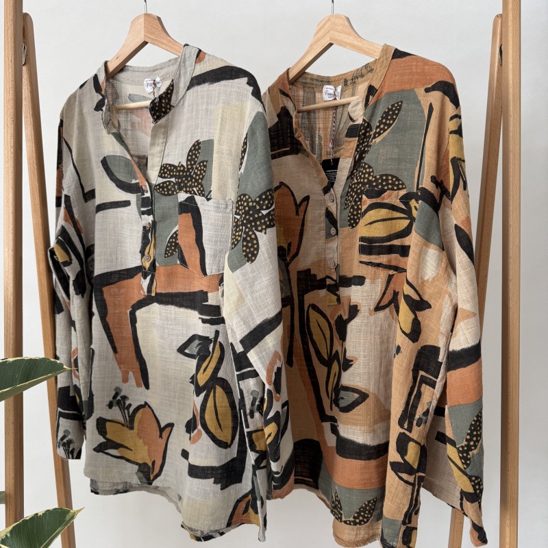 شومیز لینن ایتالیایی گل‌دار