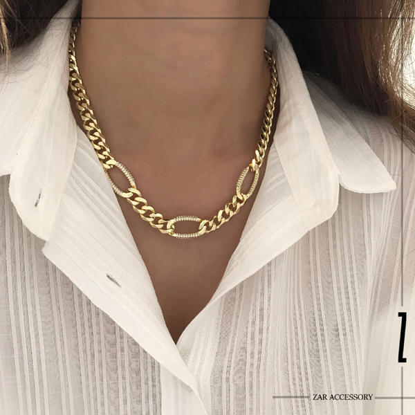 گردنبند فیگارو نگینی گلد