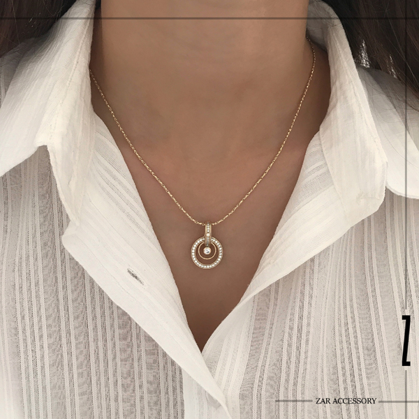 گردنبند آویز دو حلقه جواهری